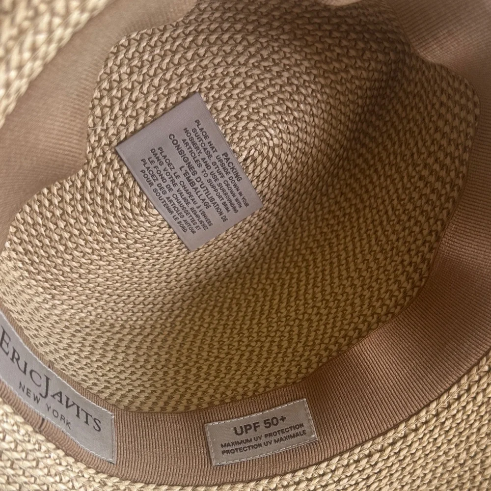 Eric Javits Tan Straw Sun Hat with Multicolor Fringe - Picture 3 of 4